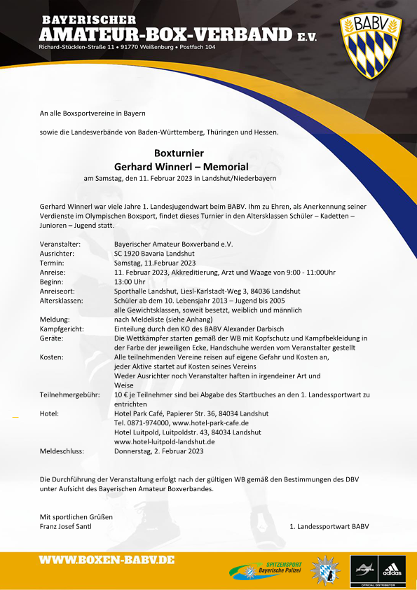 Ausschreibung Gerhard Winnerl Memorial